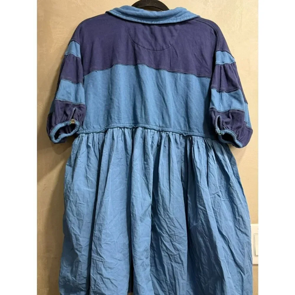 Free People Remi Rugby Mini Dress Blue